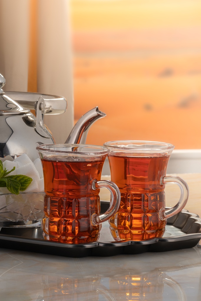 A set of 6-piece tea cups from Al Saif, 80 ml, transparent
