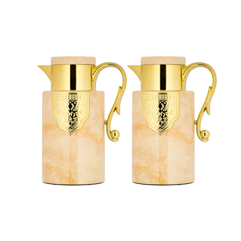 طقم فخامة للقهوة وشاي قطعتين من السيف / تصميم أنيق يناسب جميع الأذواق / مصنوع للحفاظ على حرارة المشروبات لساعات طويلة / مثالي للاستخدام اليومي في المنزل أو المكتب / متعدد الالوان - بيج