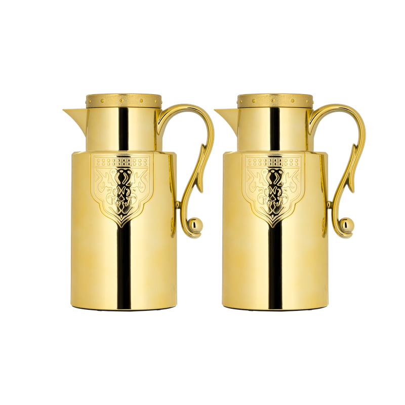 A luxurious two-piece set for coffee and tea from Al Saif / Elegant design that suits all tastes / Made to maintain the heat of drinks for long hours / Ideal for daily use at home or office / Multi-color - Gold
