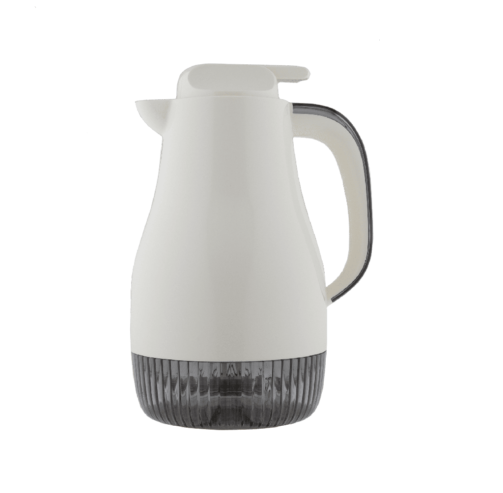 Italian thermos for coffee and tea from Enjoy / Elegant design that suits all tastes / Made to maintain the heat of drinks for long hours - 1 liter - pearl gray