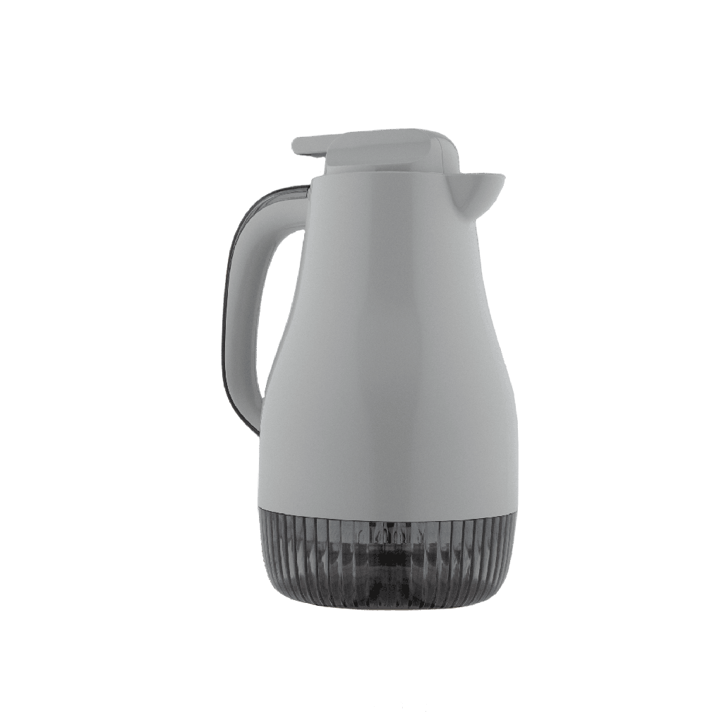 Italian thermos for coffee and tea from Enjoy / Elegant design that suits all tastes / Made to maintain the heat of drinks for long hours - 1 liter - light grey/dark grey