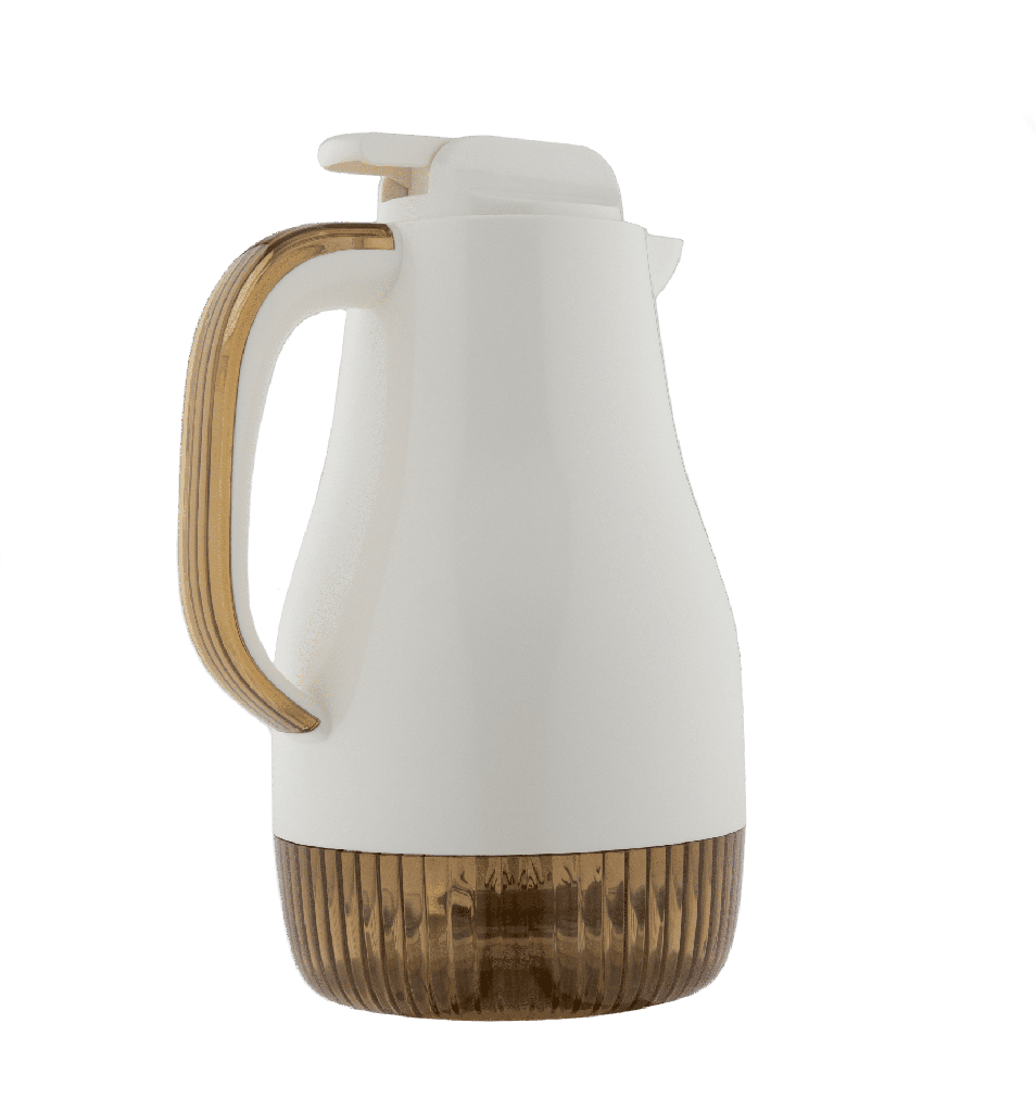Italian thermos for coffee and tea from Enjoy / Elegant design that suits all tastes / Made to maintain the heat of drinks for long hours - 1 liter - pearl/gold