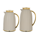 Elegance two-piece coffee and tea set from Al Saif / Elegant design that suits all tastes / Made to maintain the heat of drinks for long hours - light gray gilded