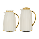 Elegance two-piece coffee and tea set from Al Saif / Elegant design that suits all tastes / Made to maintain the heat of drinks for long hours - Ivory/Gold