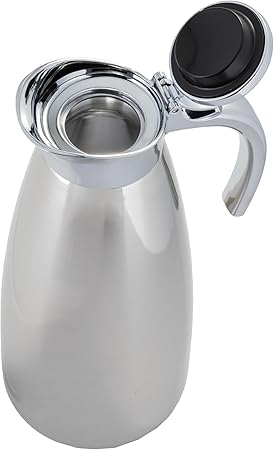 Emma stainless steel thermos for coffee and tea from Al Saif / Elegant design to suit all tastes / Made to maintain the heat of drinks for long hours / Ideal for daily use at home or office / Multiple sizes - 1.3 liters - stainless steel