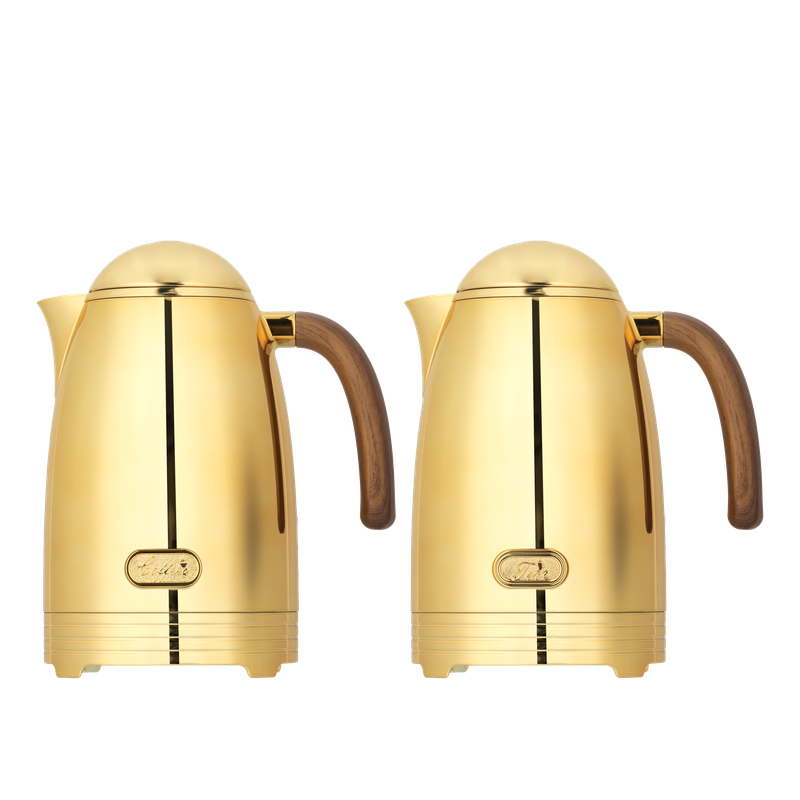 Nada two-piece coffee and tea set from Al Saif / Elegant design that suits all tastes / Made to maintain the heat of drinks for long hours - Gold
