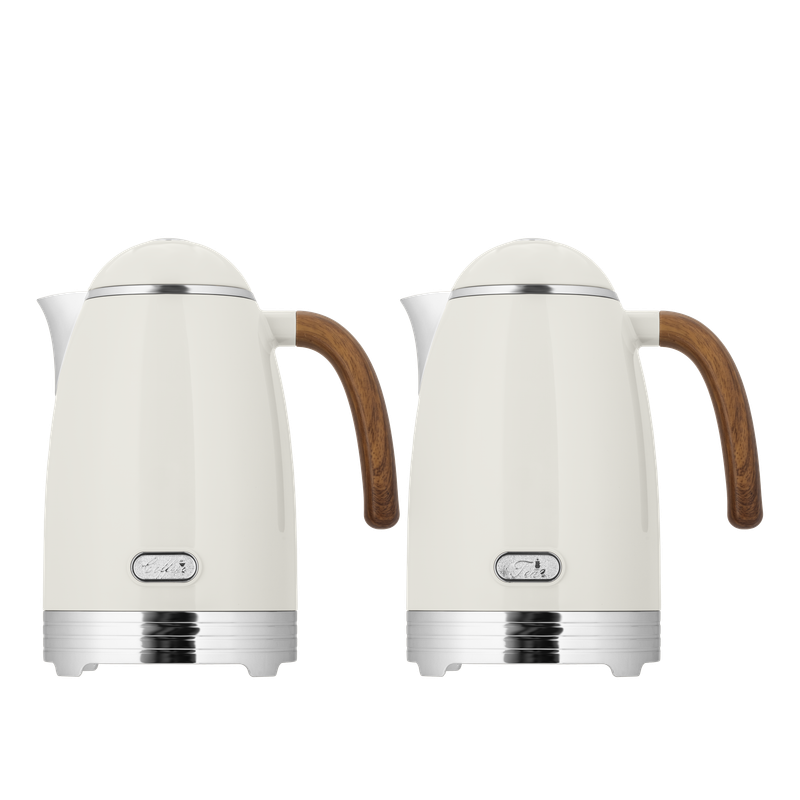 Nada two-piece coffee and tea set from Al Saif / Elegant design that suits all tastes / Made to maintain the heat of drinks for long hours - Ivory/Chrome