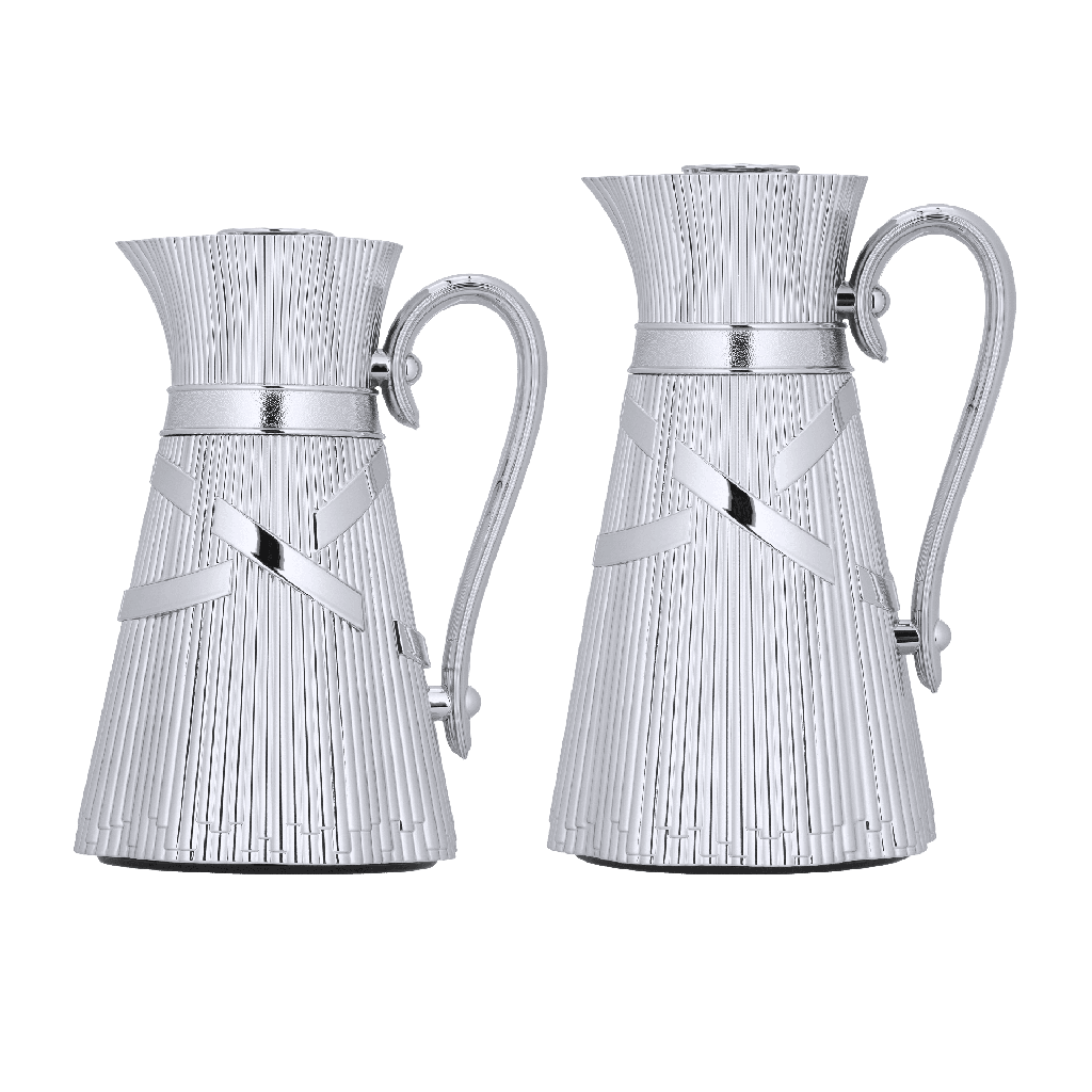 Two-piece Nagham coffee and tea set from Al Saif / Elegant design that suits all tastes / Made to maintain the heat of drinks for long hours / Ideal for daily use at home or office / Multi-color - Chrome