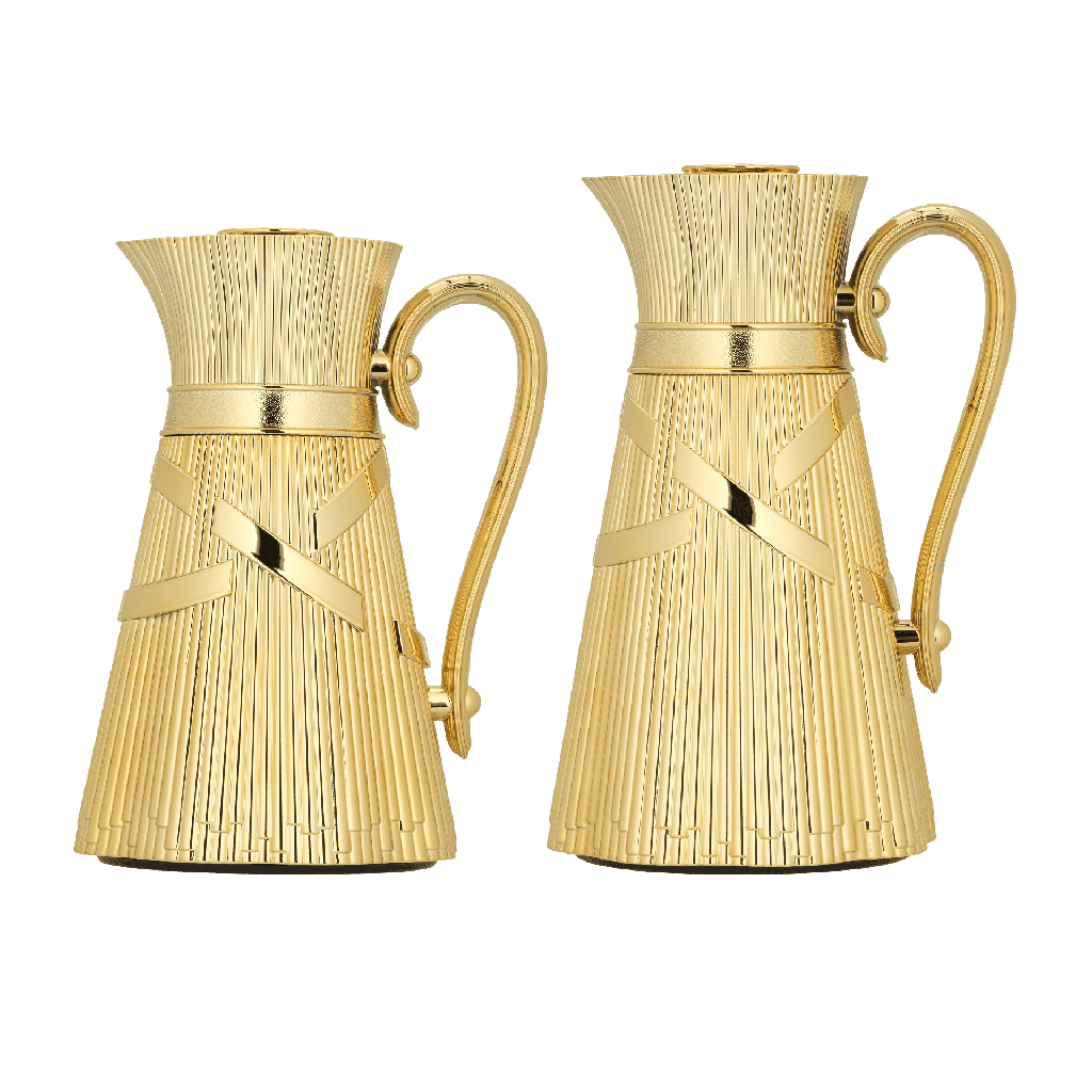 Two-piece Nagham coffee and tea set from Al Saif / Elegant design that suits all tastes / Made to maintain the heat of drinks for long hours / Ideal for daily use at home or office / Multi-color - Gold