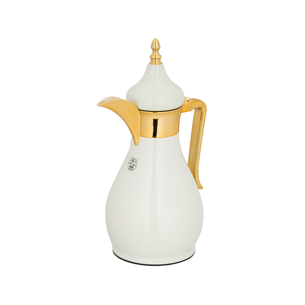 ترمس سخاء قهوة وشاي من السيف / تصميم أنيق يناسب جميع الأذواق / مصنوع للحفاظ على حرارة المشروبات لساعات طويلة / مثالي للاستخدام اليومي في المنزل أو المكتب / متعدد الالوان والمقاسات - 0.35 لتر - أبيض لؤلؤي/ذهبي