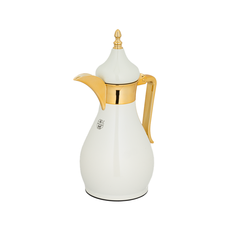 ترمس سخاء قهوة وشاي من السيف / تصميم أنيق يناسب جميع الأذواق / مصنوع للحفاظ على حرارة المشروبات لساعات طويلة / مثالي للاستخدام اليومي في المنزل أو المكتب / متعدد الالوان والمقاسات - أبيض لؤلؤي/ذهبي - 0.6 لتر
