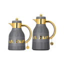 Two-piece coffee and tea set from Al Saif / Elegant design to suit all tastes / Made to maintain the heat of drinks for long hours / Ideal for daily use at home or office / Multi-colored - dark gray/gold