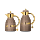 Two-piece Talah coffee and tea set from Al Saif / Elegant design to suit all tastes / Made to maintain the heat of drinks for long hours / Ideal for daily use at home or office / Multi-colored - brown/gold