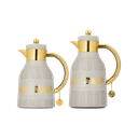 Two-piece coffee and tea set from Al Saif / Elegant design to suit all tastes / Made to maintain the heat of drinks for long hours / Ideal for daily use at home or office / Multi-color - gray/gold