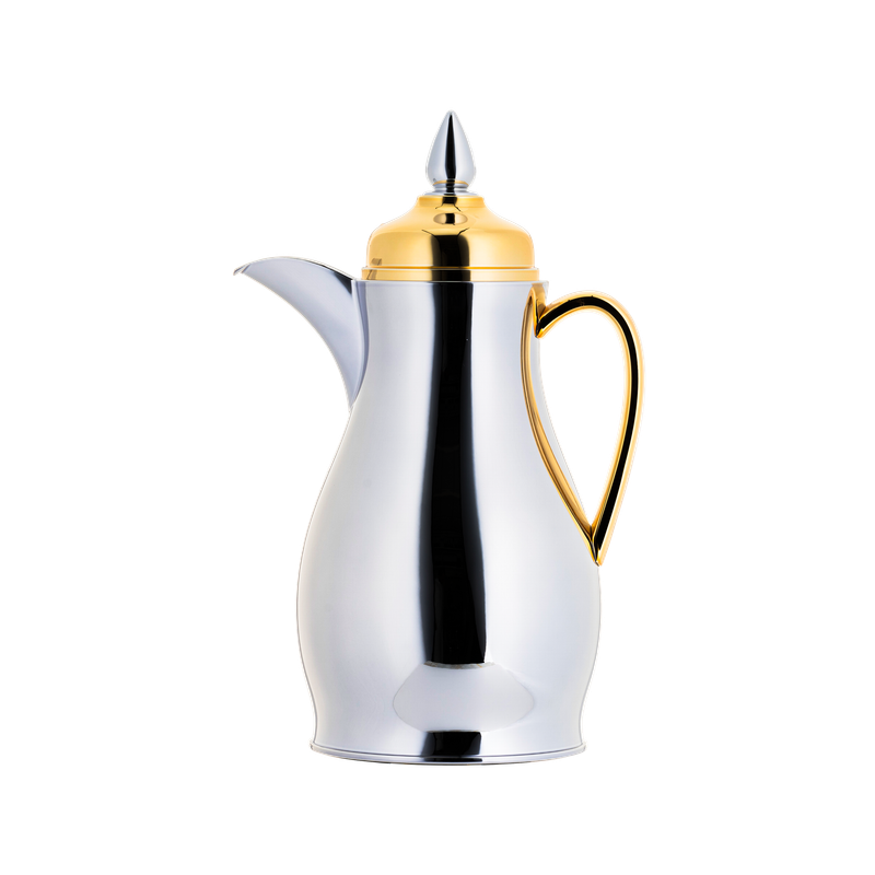 ترمس نواهل للقهوة من السيف / تصميم أنيق يناسب جميع الأذواق / مصنوع للحفاظ على حرارة المشروبات لساعات طويلة / مثالي للاستخدام اليومي في المنزل أو المكتب / متعدد الالوان والمقاسات - 0.5 لتر - كروم/ذهبي