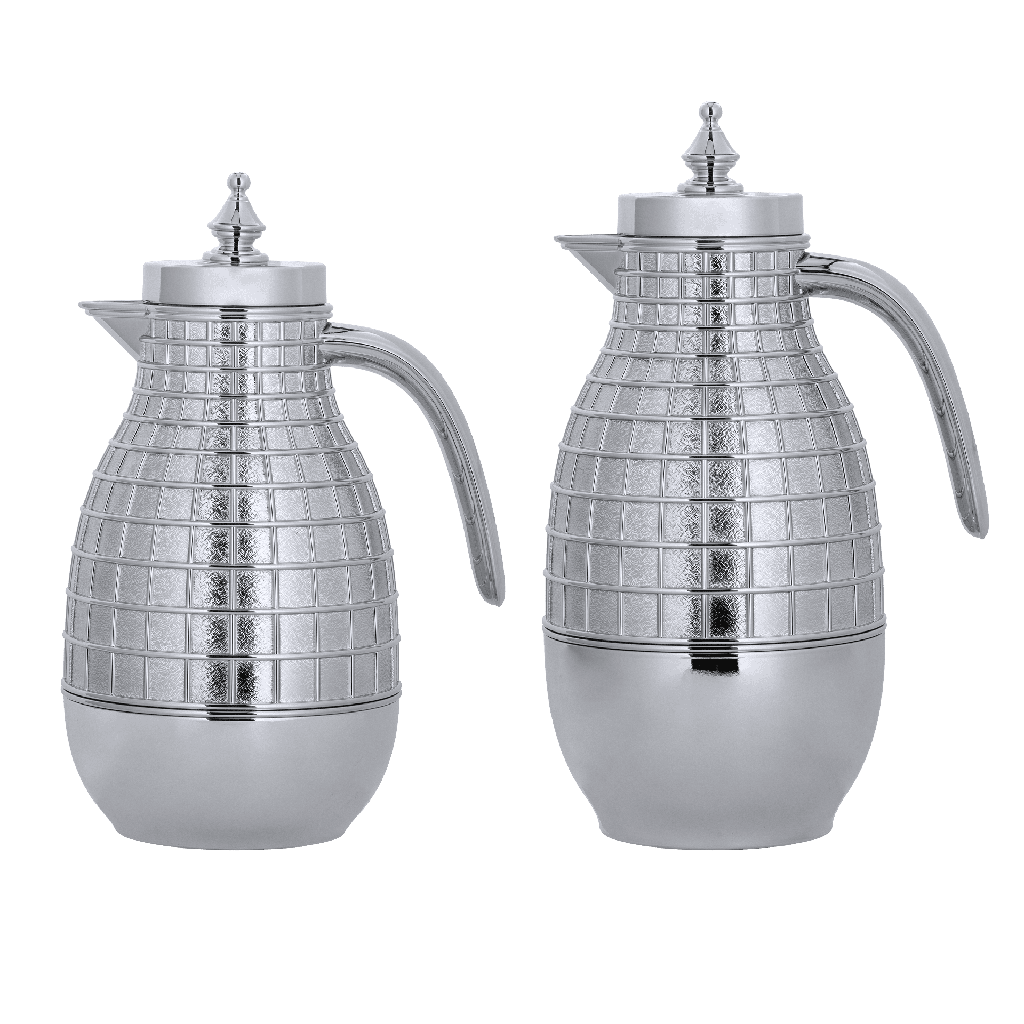 Mira coffee and tea two-piece set from Al Saif / Elegant design that suits all tastes / Made to maintain the heat of drinks for long hours / Ideal for daily use at home or office / Multi-color - Chrome