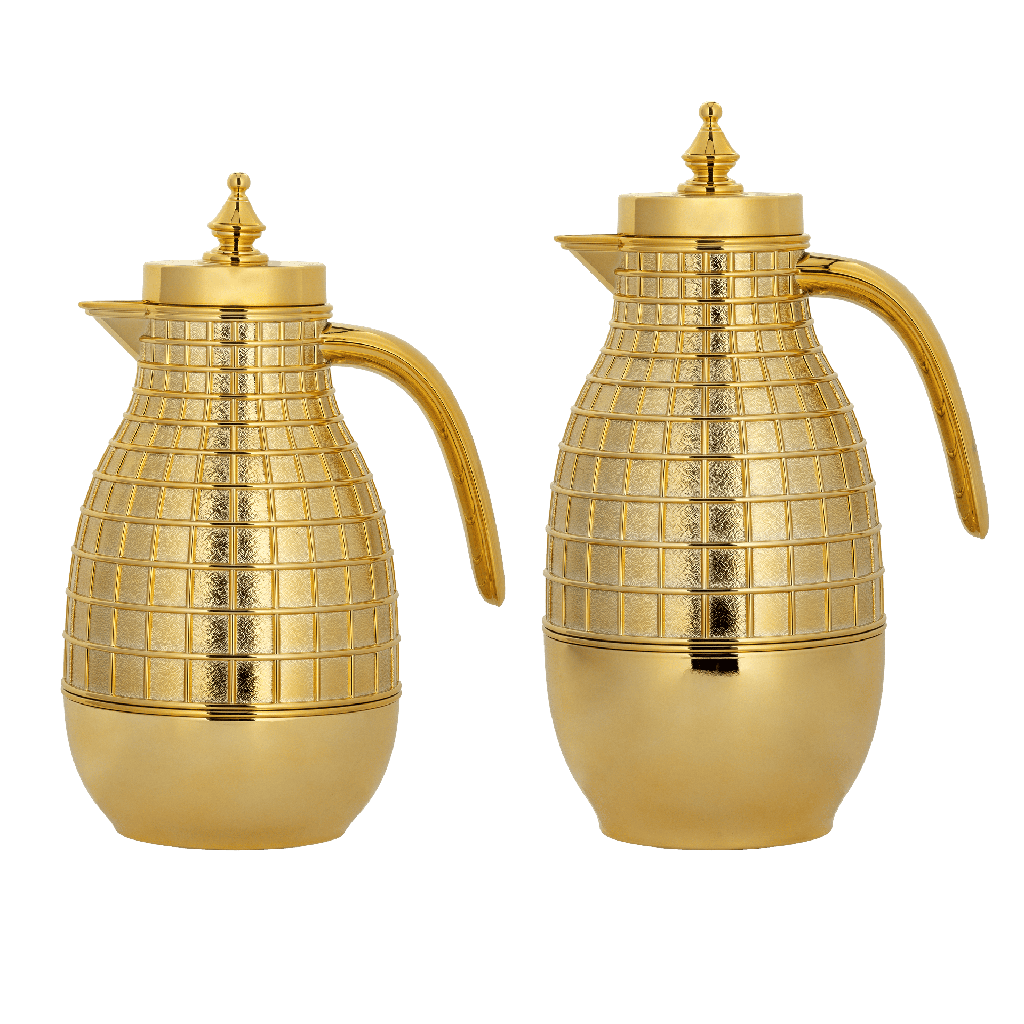 Mira coffee and tea two-piece set from Al Saif / Elegant design to suit all tastes / Made to maintain the heat of drinks for long hours / Ideal for daily use at home or office / Multi-color - Gold
