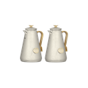 Two-piece Serena coffee and tea set from Al Saif / Elegant design to suit all tastes / Made to maintain the heat of drinks for long hours / Ideal for daily use at home or office / Multi-colored - nickel/gold