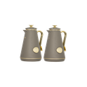 Two-piece Serena coffee and tea set from Al Saif / Elegant design to suit all tastes / Made to maintain the heat of drinks for long hours / Ideal for daily use at home or office / Multi-color - dark gray/gold