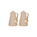 Two-piece Serena coffee and tea set from Al Saif / Elegant design that suits all tastes / Made to maintain the heat of drinks for long hours / Ideal for daily use at home or office / Multi-color - brown/gold