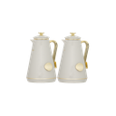 Serena two-piece coffee and tea set from Al Saif / Elegant design that suits all tastes / Made to maintain the heat of drinks for long hours / Ideal for daily use at home or office / Multi-color - gray/gold
