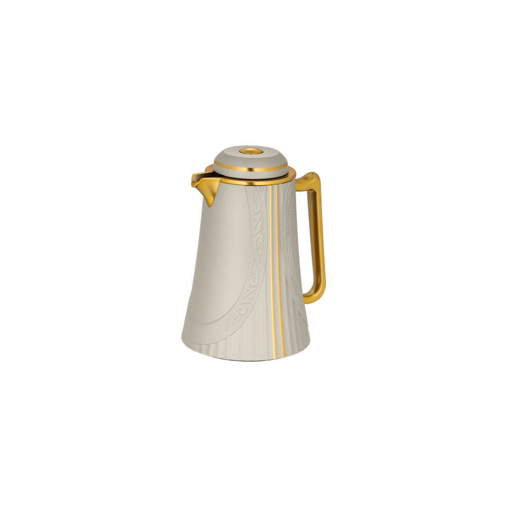 Greta set for coffee and tea, two pieces from Al Saif, size 1.0/0.7 liters / / Elegant design to suit all tastes / Multi-color - gray/gold
