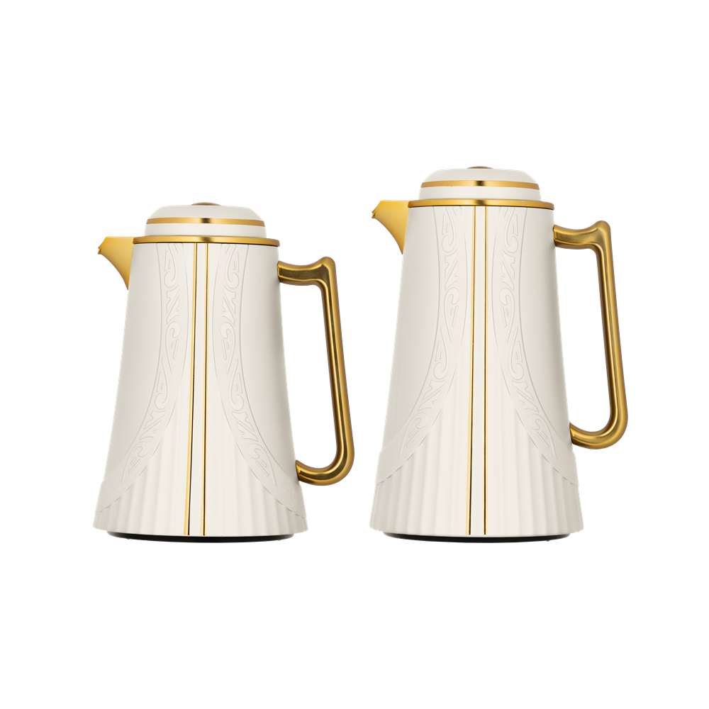 طقم جريتا للقهوة وشاي قطعتين من السيف مقاس 1.0/0.7 لتر / / تصميم أنيق يناسب جميع الأذواق / متعدد الالوان - عاجي/ذهبي