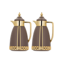 Two-piece Shaden coffee and tea set from Al Saif / Elegant design that suits all tastes / Made to maintain the heat of drinks for long hours / Ideal for daily use at home or office / Multi-colored - brown/gold