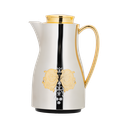 Two-piece Orchid coffee and tea set from Al Saif / Elegant design to suit all tastes / Made to maintain the heat of drinks for long hours / Ideal for daily use at home or office / Multi-color - nickel/gold - non-wooden