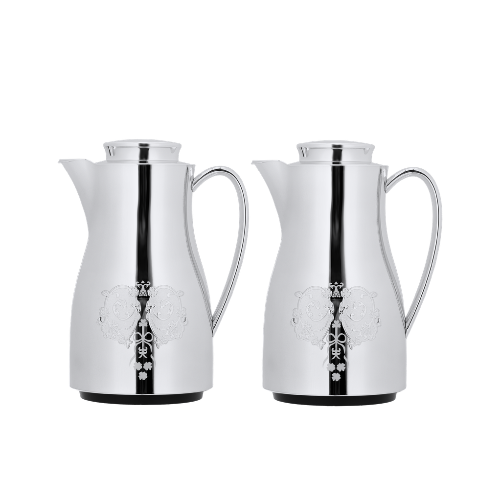 طقم أوركيد للقهوة وشاي قطعتين من السيف / تصميم أنيق يناسب جميع الأذواق / مصنوع للحفاظ على حرارة المشروبات لساعات طويلة / مثالي للاستخدام اليومي في المنزل أو المكتب / متعدد الالوان - كروم - غير خشبي