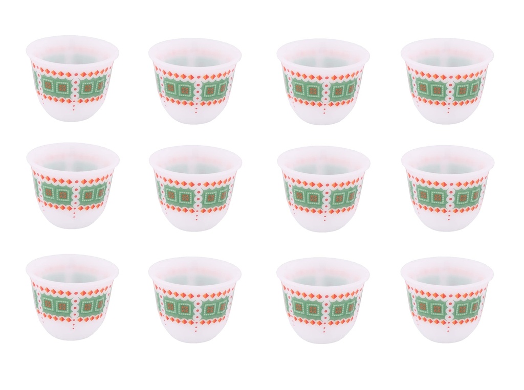 Korean coffee cup set from Al Saif, 12 pieces - medium - green