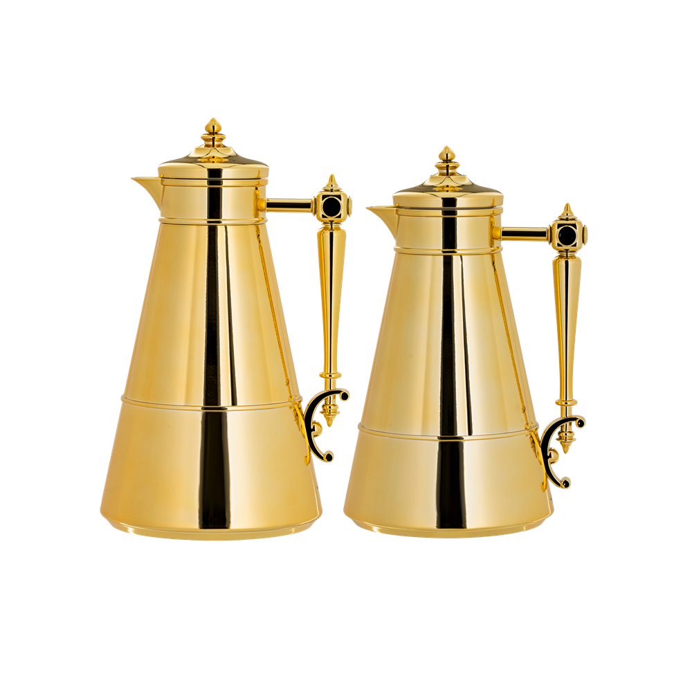 Dalin two-piece coffee and tea set from Al Saif / Elegant design to suit all tastes / Made to maintain the heat of drinks for long hours / Ideal for daily use at home or office / Multi-color - Gold