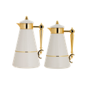 Dalin two-piece coffee and tea set from Al Saif / Elegant design to suit all tastes / Made to maintain the heat of drinks for long hours / Ideal for daily use at home or office / Multi-color - Ivory/Gold