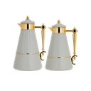 Dalin two-piece coffee and tea set from Al Saif / Elegant design to suit all tastes / Made to maintain the heat of drinks for long hours / Ideal for daily use at home or office / Multi-color - gray/gold