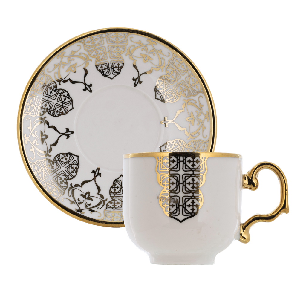 A set of 12-piece coffee cups with serving plates from Al Saif - second pattern