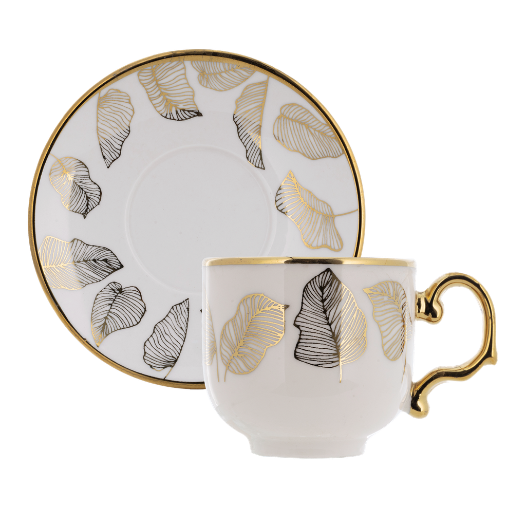 A set of 12-piece coffee cups with serving plates from Al Saif - First Inscription