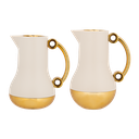 Two-piece cellar set for coffee and tea from Al Saif / Elegant design to suit all tastes / Made to maintain the heat of drinks for long hours / Ideal for daily use at home or office / Multi-color - white/gold