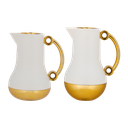 Two-piece cellar set for coffee and tea from Al Saif / Elegant design to suit all tastes / Made to maintain the heat of drinks for long hours / Ideal for daily use at home or office / Multi-color - Ivory/Gold