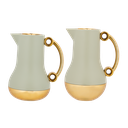 Two-piece cellar set for coffee and tea from Al Saif / Elegant design to suit all tastes / Made to maintain the heat of drinks for long hours / Ideal for daily use at home or office / Multi-color - matte green/gold