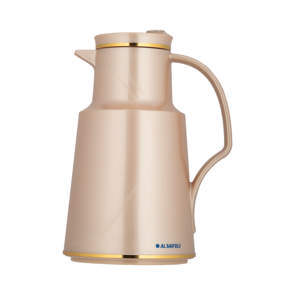 Thermos for coffee and tea from Al Saif Blue / elegant design to suit all tastes, capacity of 1 liter - brown / gold