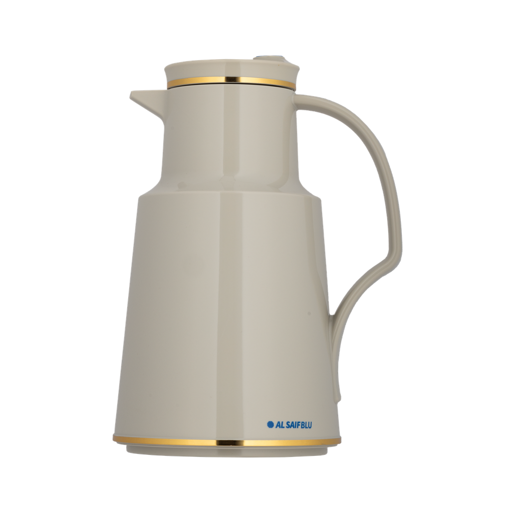 Thermos for coffee and tea from Al Saif Blue / elegant design to suit all tastes, capacity of 1 liter - gray / gold