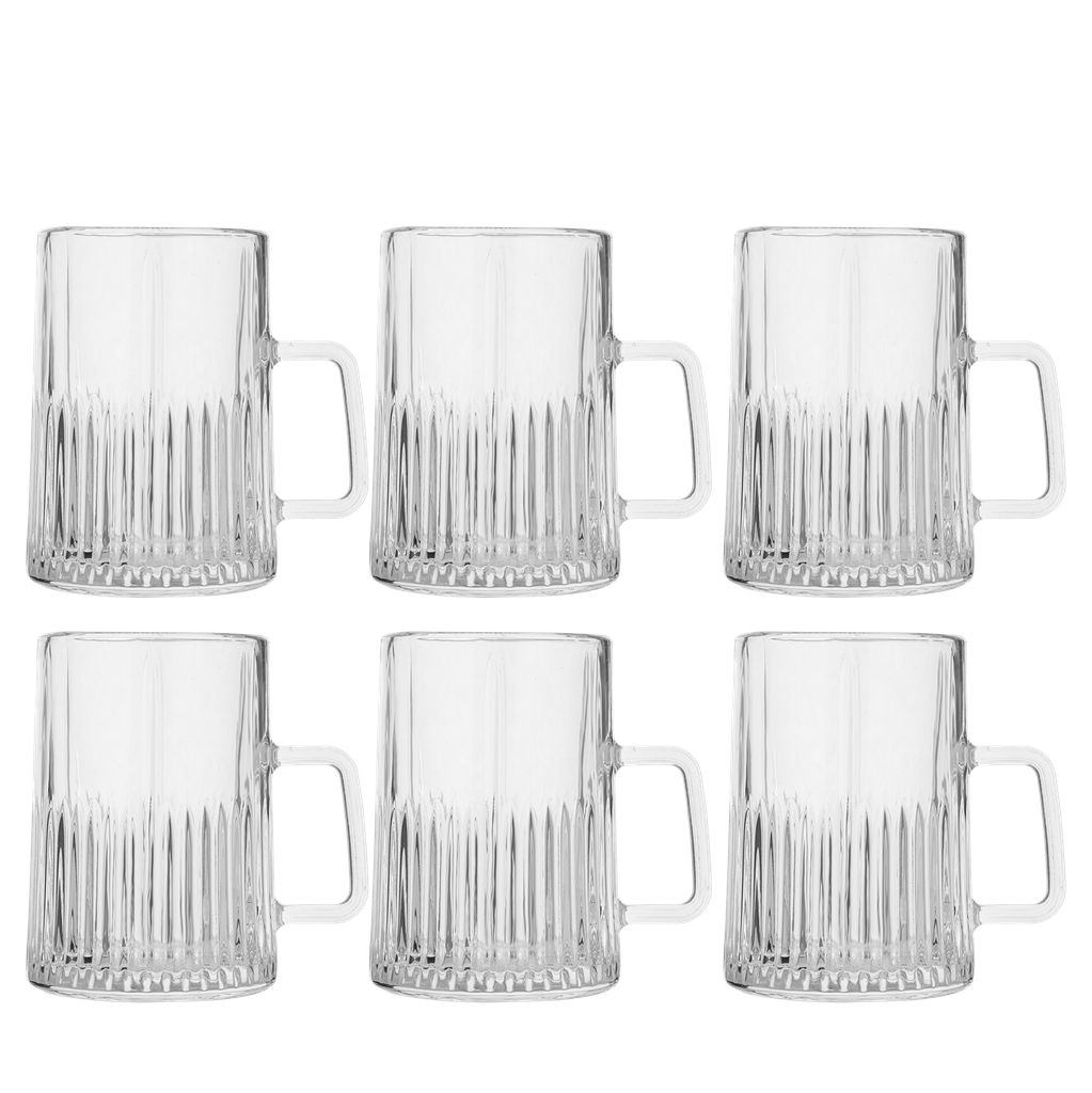 A set of 6-piece tea cups from Al Saif, 120 ml, transparent - first pattern