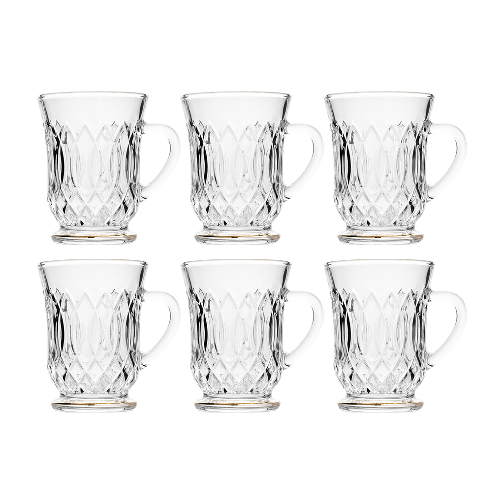 A set of 6-piece tea cups from Al Saif, transparent - shape four