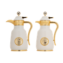 Asal set for coffee and tea, two pieces from Al Saif / Elegant design to suit all tastes / Made to maintain the heat of drinks for long hours / Ideal for daily use at home or office / Multi-color - Ivory/Gold