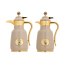 Asal set for coffee and tea, two pieces from Al Saif / Elegant design to suit all tastes / Made to maintain the heat of drinks for long hours / Ideal for daily use at home or office / Multi-color - brown/gold