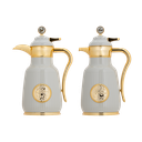 Asal set for coffee and tea, two pieces from Al Saif / Elegant design to suit all tastes / Made to maintain the heat of drinks for long hours / Ideal for daily use at home or office / Multi-color - gray/gold