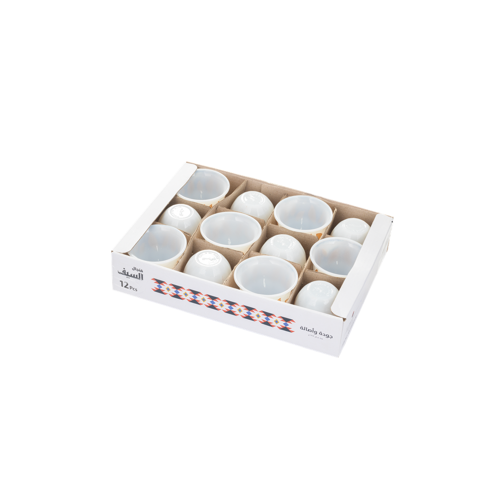 Korean coffee cup set from Al Saif, 12 pieces - large - gold