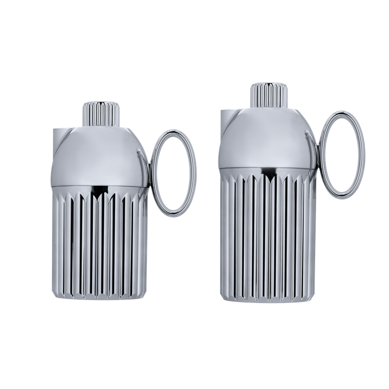 طقم رونزا للقهوة وشاي قطعتين من السيف / تصميم أنيق يناسب جميع الأذواق / مصنوع للحفاظ على حرارة المشروبات لساعات طويلة / مثالي للاستخدام اليومي في المنزل أو المكتب / متعدد الالوان - كروم