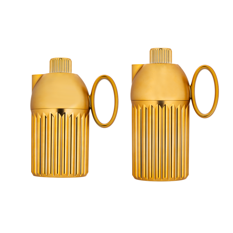 Two-piece Ronza coffee and tea set from Al Saif / Elegant design to suit all tastes / Made to maintain the heat of drinks for long hours / Ideal for daily use at home or office / Multi-colored - matte gold
