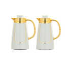 Rawaf two-piece coffee and tea set from Al Saif / Elegant design that suits all tastes / Made to maintain the heat of drinks for long hours / Ideal for daily use at home or office / Multi-color - Ivory/Gold